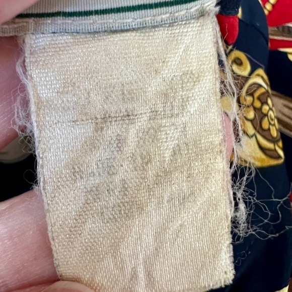 Vintage Stephanie Andrews 100% Silk Equestrian Navy Red Button Down Blouse Shirt - Picture 14 of 16